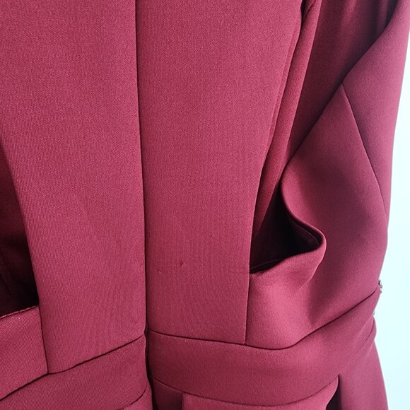 ASOS Fit & Flare Mini Dress 8 Cocktail Plunge V Neck Skater Embellished Burgundy - Picture 11 of 11